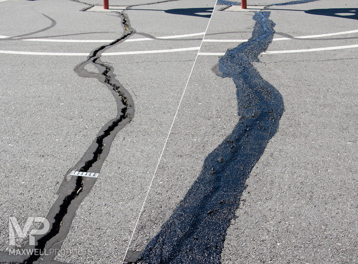 Asphalt wide cracking before and after GAP-Mastic