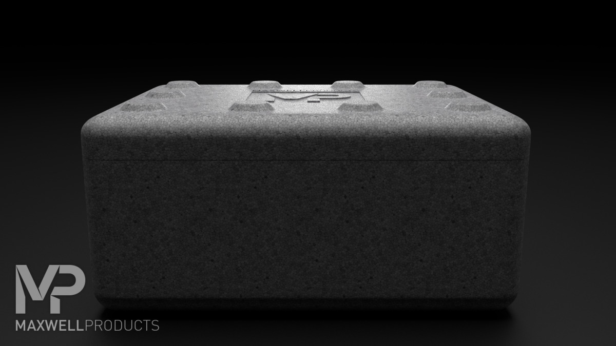 A PolySkin block lit from behind against black, showing the moulded top with its interlocking bosses.
